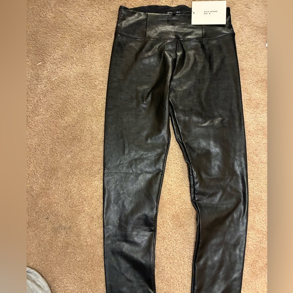 Stella Luce Black Faux Leather Leggings Highwaisted Tummy Control